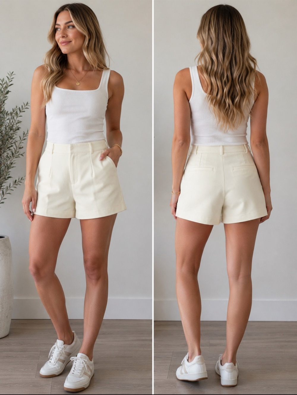 lululemon athletica Cream High-Rise Tailored Shorts